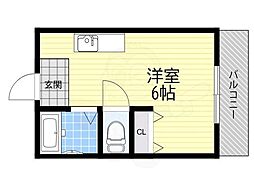 ユニライフコトブキ ワンルームの間取図画像