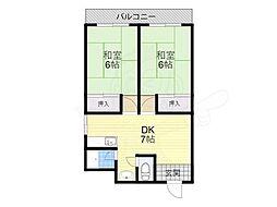 第1八幸マンション 3階2DKの間取り