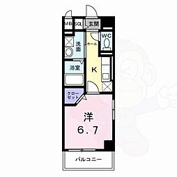 オリエントレジデンス門真殿島町 5階1Kの間取り