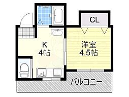 サンライズ緑町Vol.1 1Kの間取図画像