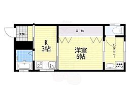 ロイヤル大池 1Kの間取図画像
