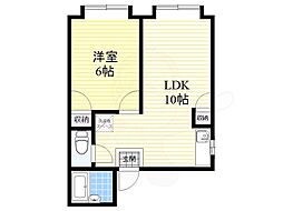 萱島ツインB棟 1LDKの間取図画像