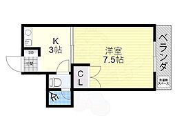 シルビアいずみ 1Kの間取図画像