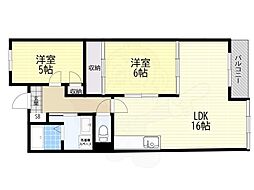 ラポート大日 2LDKの間取図画像