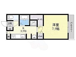 聖和ハイツ高宮 1Kの間取図画像