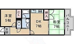 守口丸信コーポ 2DKの間取図画像