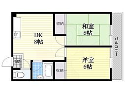 永本マンション 2DKの間取図画像