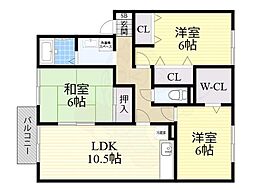 アゼリアパレスノース 3LDKの間取図画像