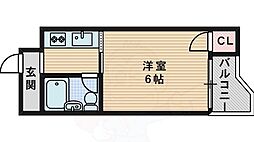 バードヒル古川橋 ワンルームの間取図画像
