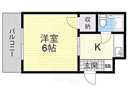 サンシャイン香里園V 1Kの間取図画像