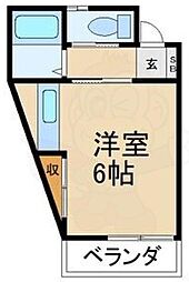 ハウス目手久 ワンルームの間取図画像