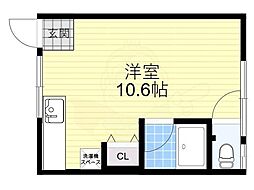 東北第4マンション ワンルームの間取図画像