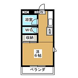 東急世田谷線 若林駅 徒歩2分の賃貸アパート 1階ワンルームの間取り