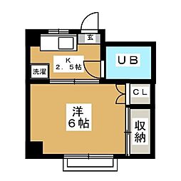 東急田園都市線 三軒茶屋駅 徒歩8分の賃貸マンション 2階1Kの間取り