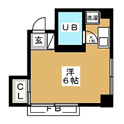 東急田園都市線 三軒茶屋駅 徒歩7分の賃貸マンション 3階ワンルームの間取り