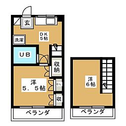東急田園都市線 用賀駅 徒歩10分の賃貸マンション 2階2DKの間取り