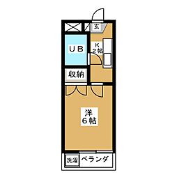 東急田園都市線 池尻大橋駅 徒歩10分の賃貸マンション 3階1Kの間取り