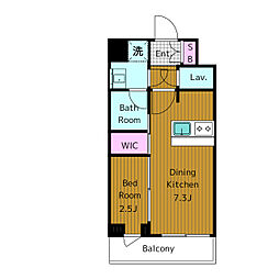 アジールコート三宿テラス 1DKの間取図画像