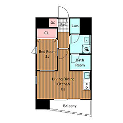 デュオフラッツ池尻大橋 1LDKの間取図画像
