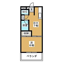グレース若林 1DKの間取図画像