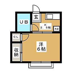 竹見コーポ 1Kの間取図画像