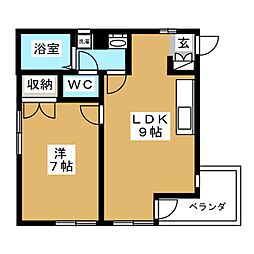 サフィード多摩川 1LDKの間取図画像