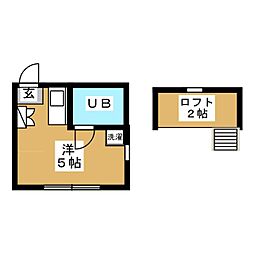 リエール三軒茶屋第1 ワンルームの間取図画像