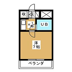 フラットテン 1Kの間取図画像