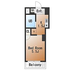 スカイコート世田谷用賀 ワンルームの間取図画像