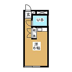 小田急小田原線 成城学園前駅 徒歩18分の賃貸アパート 2階ワンルームの間取り