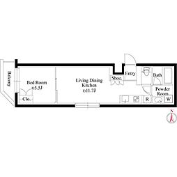 グランパセオ代々木上原II 1LDKの間取図画像