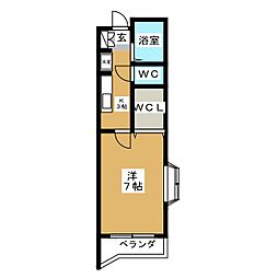 クレストコート 3階1Kの間取り