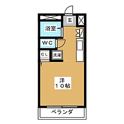 秋元マンション ワンルームの間取図画像
