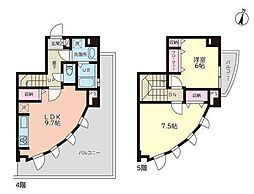 京王線 幡ヶ谷駅 徒歩6分の賃貸マンション 4階2LDKの間取り