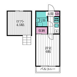 WIN　HILL　MATSUBARA 2階1Kの間取り