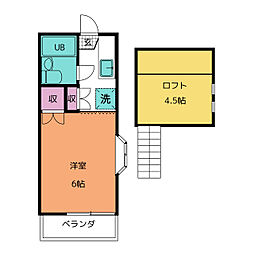 ベルポート八幡山 2階ワンルームの間取り
