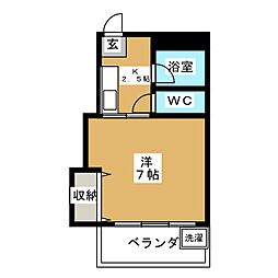ローズハイム 1Kの間取図画像