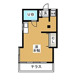 ゆたか荘 ワンルームの間取図画像