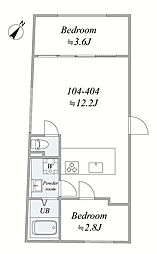 世田谷区羽根木1丁目マンション 2LDKの間取図画像