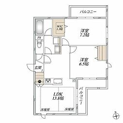 ヒンメルブラウ芦花公園 2LDKの間取図画像