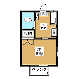 コーポキシノ 1Kの間取図画像