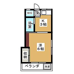 吉山苑 1Kの間取図画像
