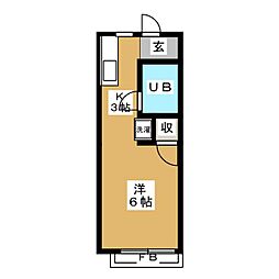 東急東横線 自由が丘駅 徒歩12分の賃貸アパート 1階ワンルームの間取り