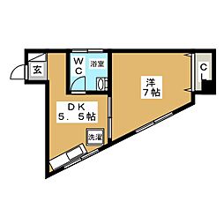 ボーグ坂本 1DKの間取図画像