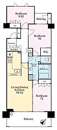深沢ハウスE棟 3LDKの間取図画像