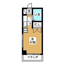 カネショウハイツ ワンルームの間取図画像
