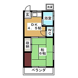 グリーンバレー1 1DKの間取図画像