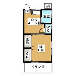 グリーンバレー1 1DKの間取図画像