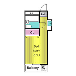 フラッツ松尾 1階ワンルームの間取り