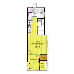 目黒区目黒本町1丁目マンション 1SLDKの間取図画像